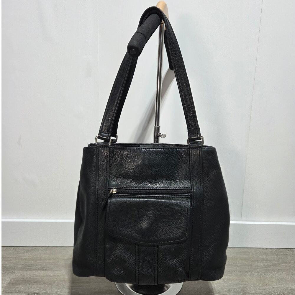 Fossil Black Pebbled Leather Vintage Handbag Shoulder Bag Purse Tote Bag - Picture 2 of 14